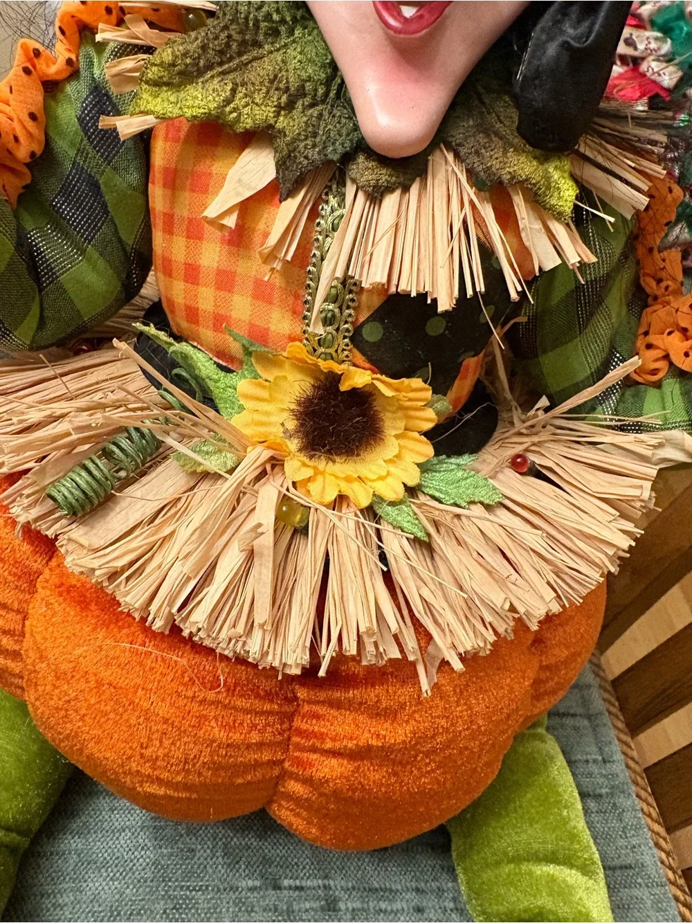Vintage Halloween Pumpkin Witch Decoration